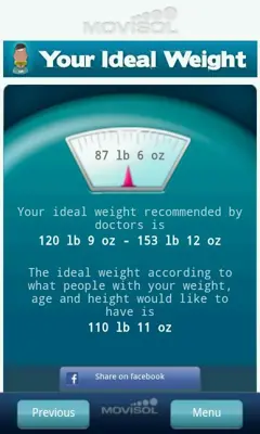 Ideal Weight android App screenshot 0